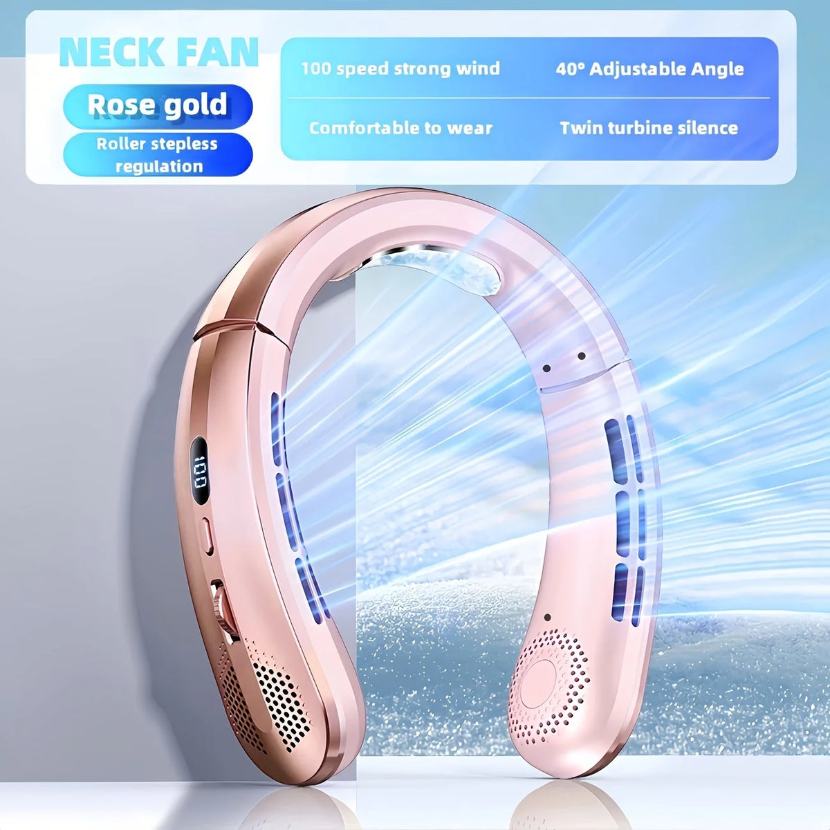wearable cooling neck fan for commuting and travel