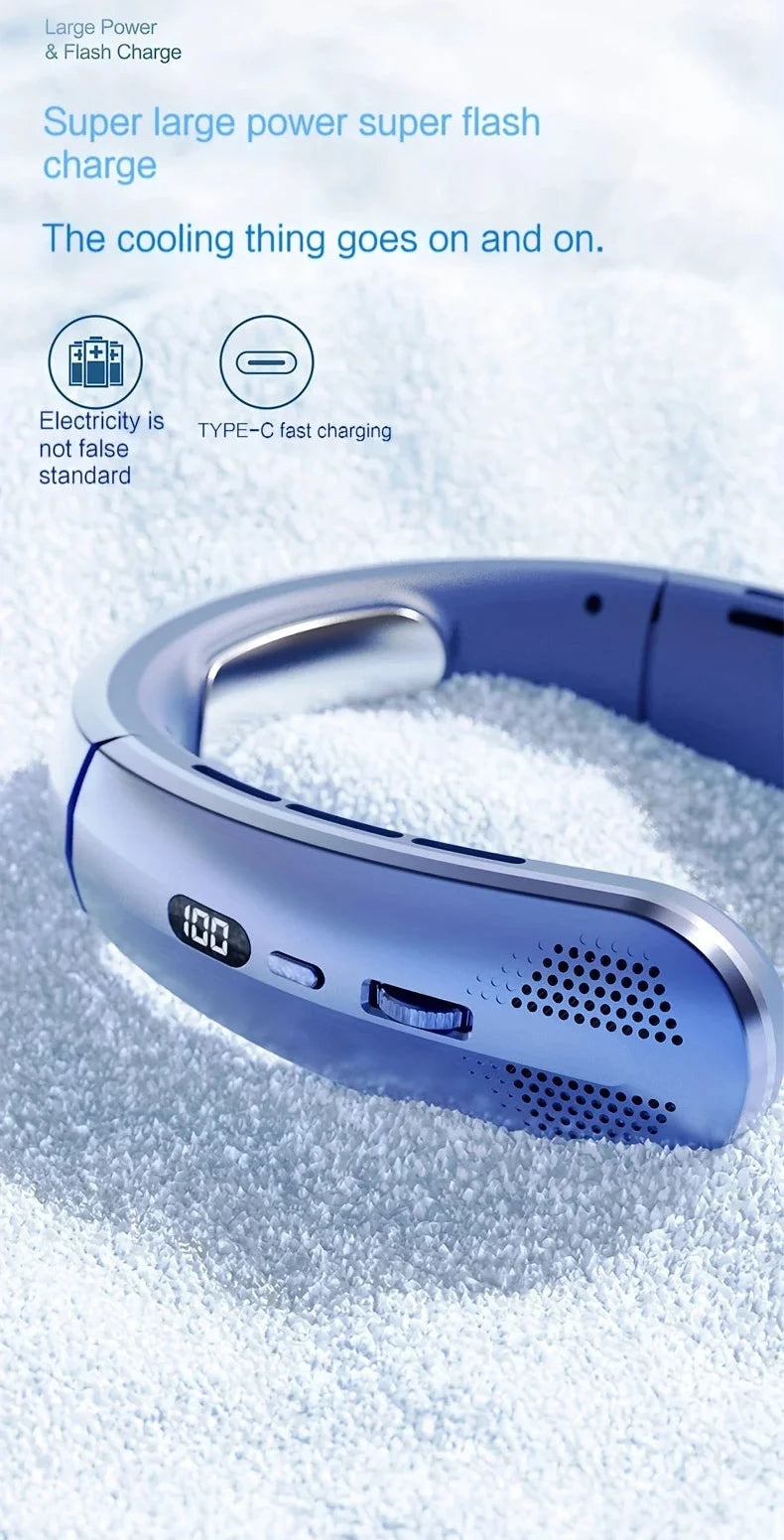 wearable cooling neck fan for commuting and travel