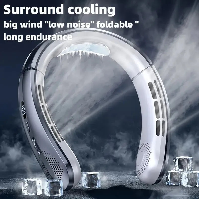 wearable cooling neck fan for commuting and travel