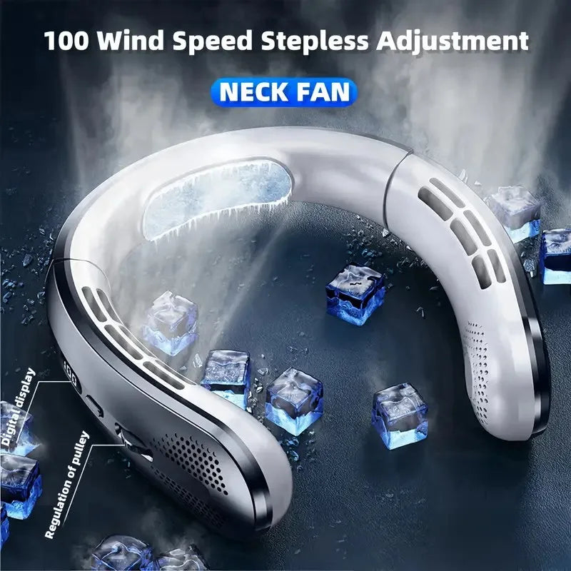 wearable cooling neck fan for commuting and travel