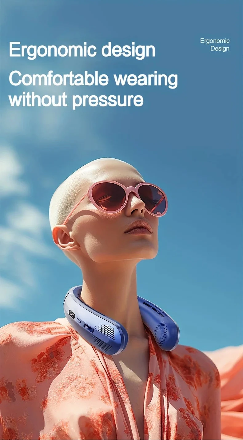 wearable cooling neck fan for commuting and travel