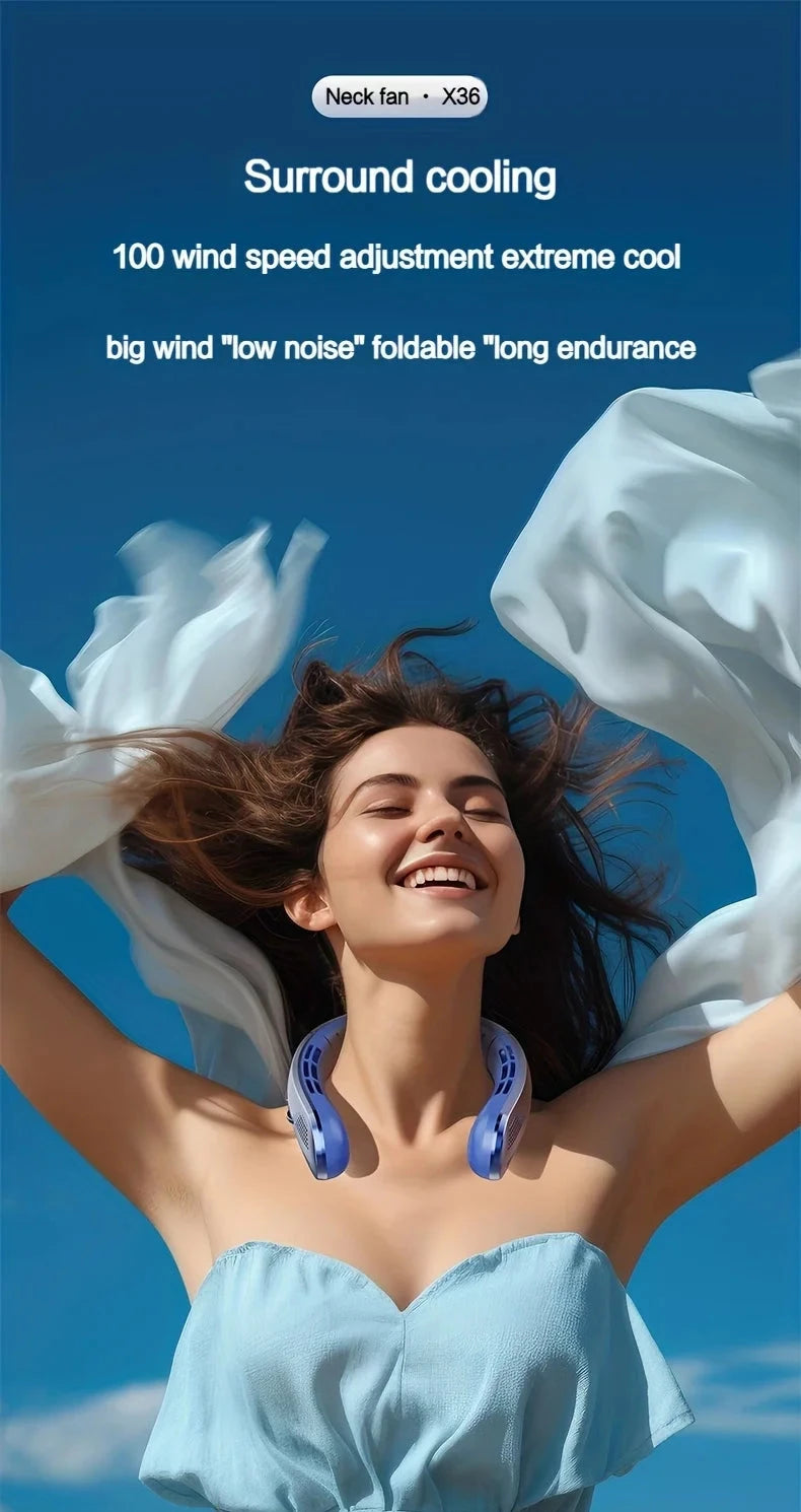 wearable cooling neck fan for commuting and travel