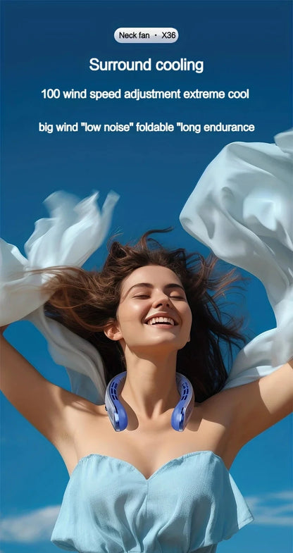 wearable cooling neck fan for commuting and travel