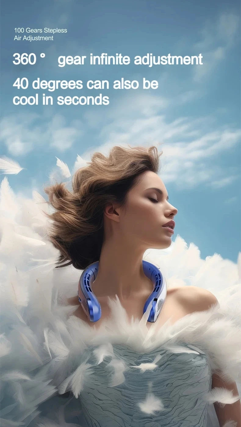 wearable cooling neck fan for commuting and travel
